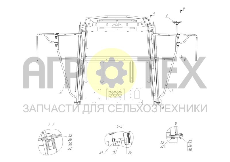 Чертеж Установка кронштейнов зеркал (S300.04.03.100)